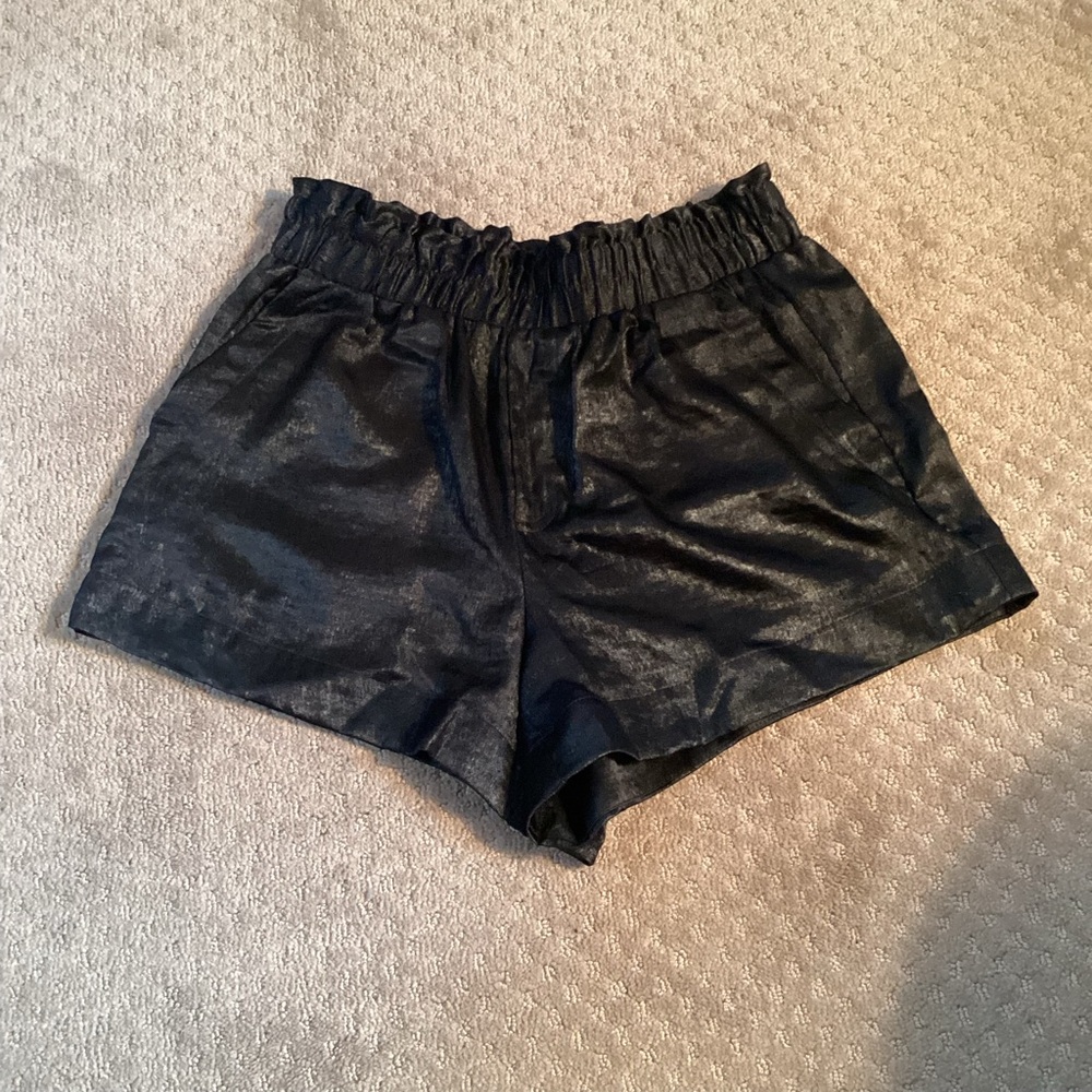 a new day Black metallic high rise, elastic waist shorts, 4” inseam, Med - Picture 9 of 9